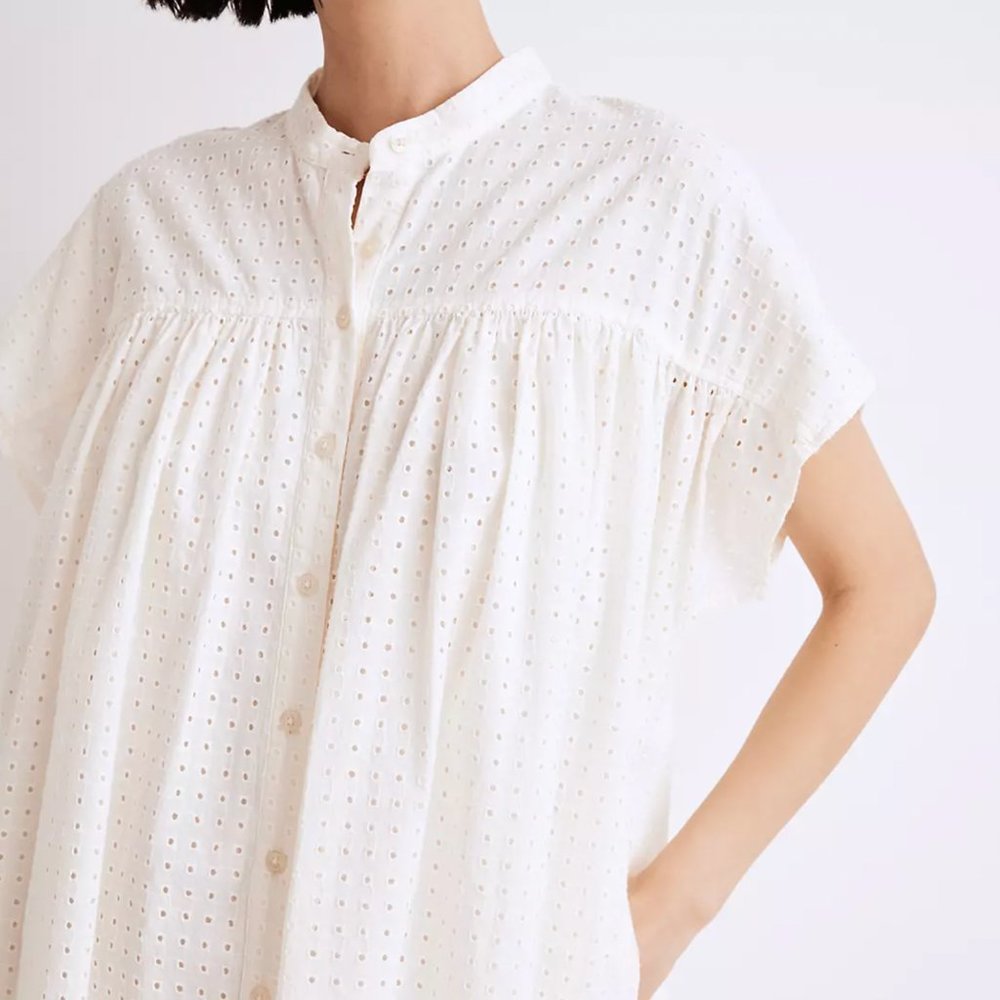 Madewell Eyelet Boxy Mini Shirtdress